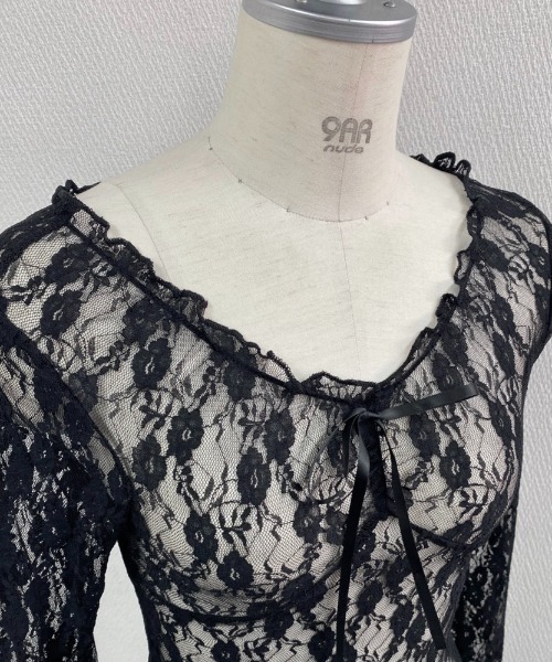 セール】胸リボンレースシアートップス（シャツ/ブラウス）｜LADY LIKE