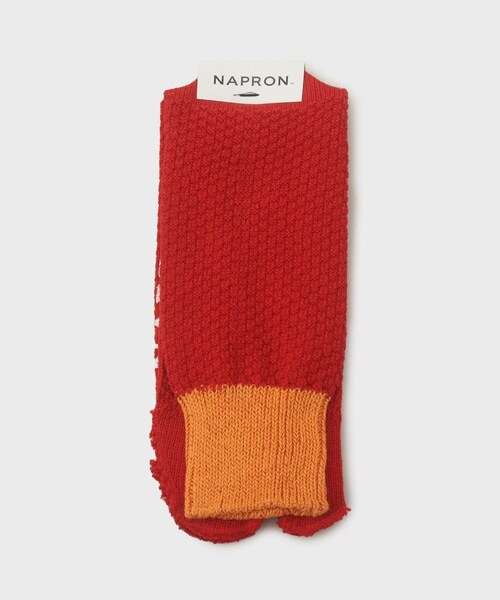 napron(ナプロン)の「【NAPRON】 2TONE TABI SOX(ソックス/靴下・メンズ・アイボリー/レッド系1/マスタード/ネイビー・00)」の4枚目の写真