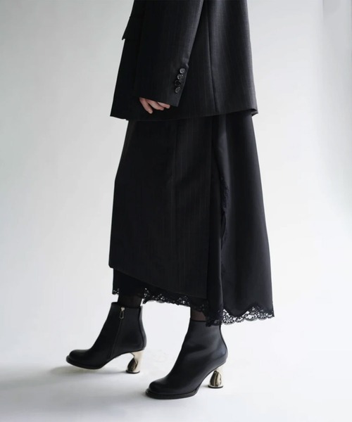 INSCRIRE/アンスクリア】Wool Layered Skirt/ウールレイヤードスカート