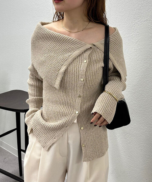 新品未使用試着のみmystic襟付きプレートニットカーディガン 新品未使用試着のみmystic襟付きプレートニットカーディガン ブラック