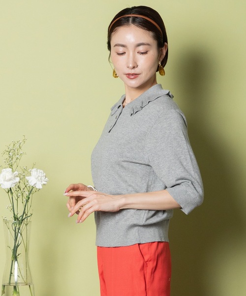 ちゃーさん専用【タグ付き/新品】yori ミニフリルポロニット ホワイト 38 ミニフリルポロニット【2025SM】 | all item| yori