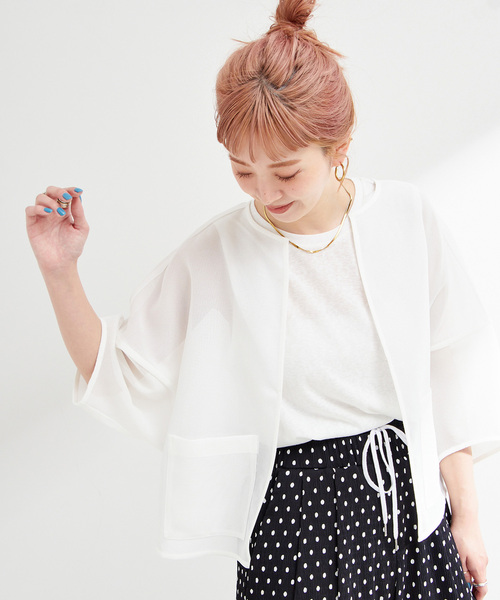 2022年3月　TATAMI メッシュ　バルーンスリーブ　ジップ付きジャケット 楽天市場】アウター ジャケット レディース ワンポイント ロゴ