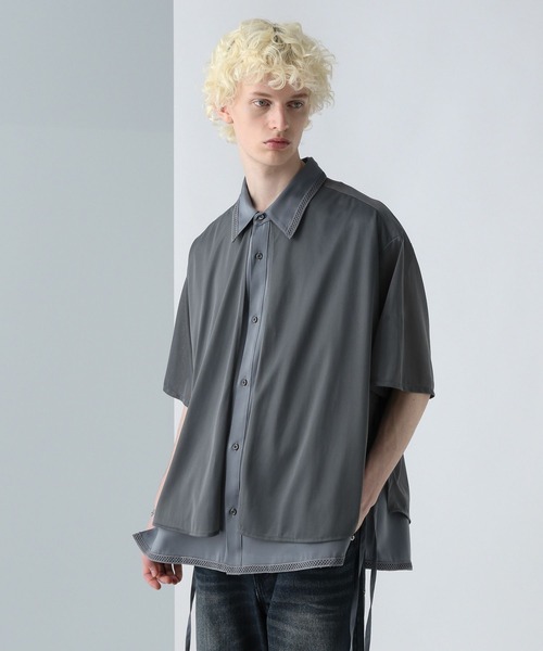 HARE(ハレ)の「【SET UP対応】シアーレイヤードシャツSS(HARE)(シャツ/ブラウス・メンズ・ブラック系その他/グレー/パープル/ブラック/グレー系その他/ブラック系その他2/スモークグレー・FREE)」の5枚目の写真