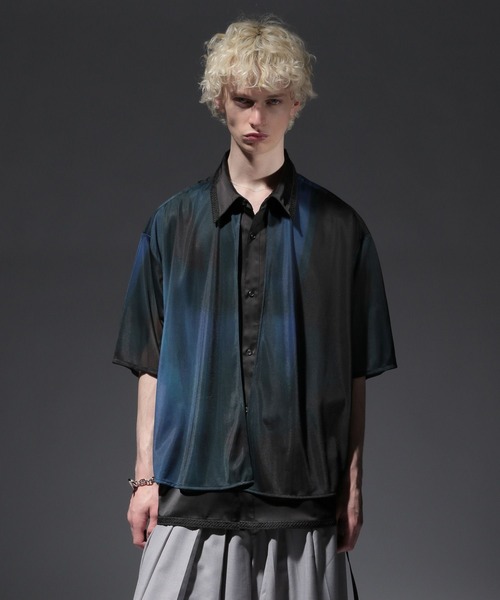 HARE(ハレ)の「【SET UP対応】シアーレイヤードシャツSS(HARE)(シャツ/ブラウス・メンズ・ブラック系その他/グレー/パープル/ブラック/グレー系その他/ブラック系その他2/スモークグレー・FREE)」の4枚目の写真