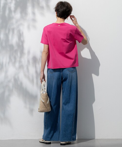 23区 L(ニジュウサンクオオキイサイズ)の「【洗える】ハイエンド クルーネック Tシャツ(Tシャツ/カットソー・レディース・ホワイト系/ローズ系/ブラック系/ダークブラウン系・44/46/48)」の13枚目の写真