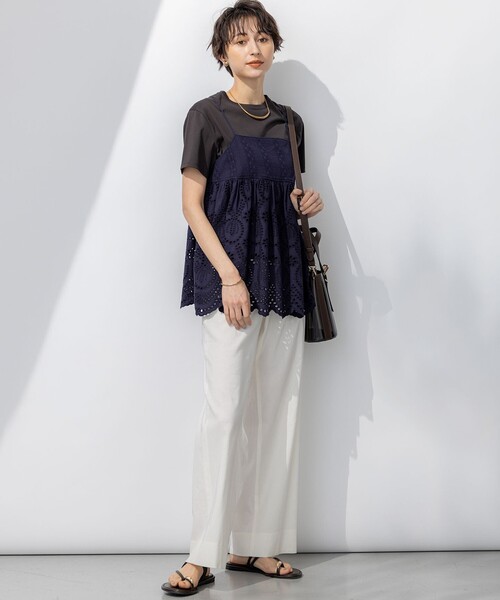 23区 L(ニジュウサンクオオキイサイズ)の「【洗える】ハイエンド クルーネック Tシャツ(Tシャツ/カットソー・レディース・ホワイト系/ローズ系/ブラック系/ダークブラウン系・44/46/48)」の16枚目の写真