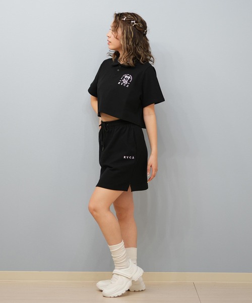 ポロシャツ ポロ RVCA/ルーカ ポロシャツ ショート丈 刺繍ロゴ BF04C-001 レディース RVCA ルーカ 半袖 シャツ レディース ポロシャツ ショート丈
