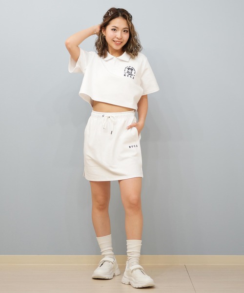 ポロシャツ ポロ RVCA/ルーカ ポロシャツ ショート丈 刺繍ロゴ BF04C-001 レディース RVCA/ルーカ ポロシャツ ショート丈 刺繍ロゴ BF04C-001