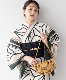グリーン　浴衣単品 KIMONOMACHI （Prices down2）浴衣 帯 角出し風タイプ 結び帯