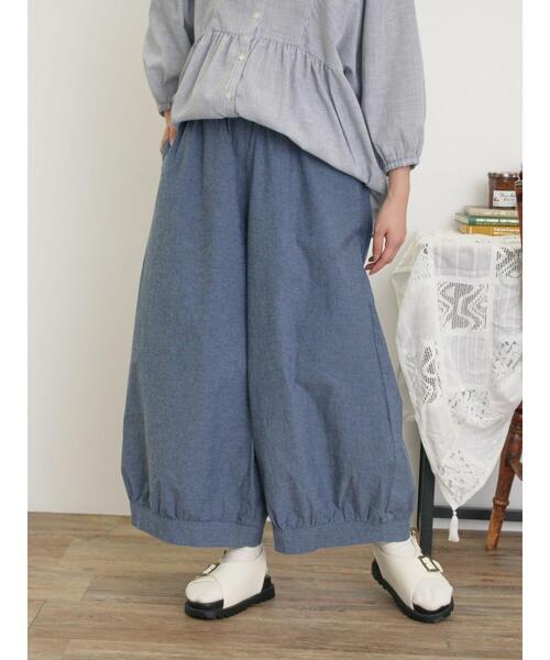 Samansa Mos2（サマンサ モスモス）の「【M/Lサイズ】裾切替ギャザーワイドパンツ（その他パンツ・レディース・キナリ/ネイビー/モカ・M/L）」の3枚目の写真