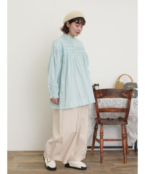 Samansa Mos2（サマンサ モスモス）の「【M/Lサイズ】裾切替ギャザーワイドパンツ（その他パンツ・レディース・キナリ/ネイビー/モカ・M/L）」の7枚目の写真