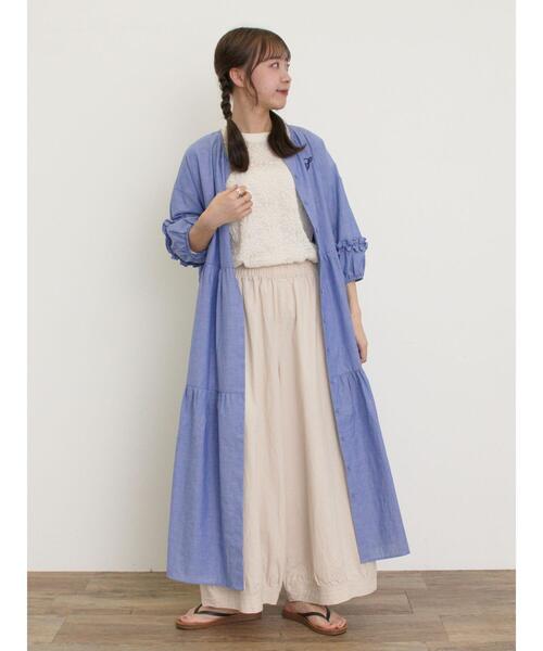 Samansa Mos2（サマンサ モスモス）の「【M/Lサイズ】裾切替ギャザーワイドパンツ（その他パンツ・レディース・キナリ/ネイビー/モカ・M/L）」の12枚目の写真