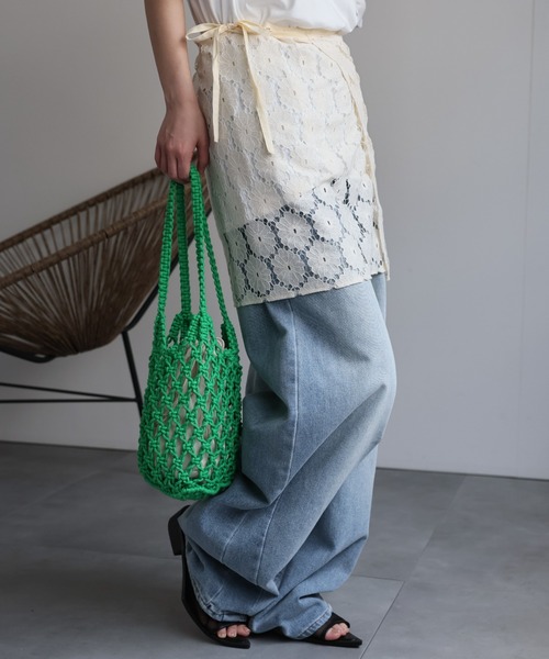 Dries Van Noten レース ドレープ スカート マルチカラー セール】フラワーレース巻きスカート / ラップスカート / マルチ