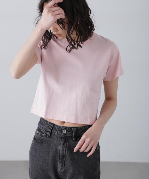 FREE'S MART(フリーズマート)の「◆USAコットンクロップドTシャツ(Tシャツ/カットソー・レディース・ホワイト/ピンク/ブラック/グレー・FREE)」の11枚目の写真