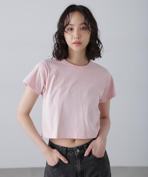 FREE'S MART(フリーズマート)の「◆USAコットンクロップドTシャツ(Tシャツ/カットソー・レディース・ホワイト/ピンク/ブラック/グレー・FREE)」の10枚目の写真