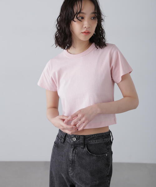 FREE'S MART(フリーズマート)の「◆USAコットンクロップドTシャツ(Tシャツ/カットソー・レディース・ホワイト/ピンク/ブラック/グレー・FREE)」の9枚目の写真