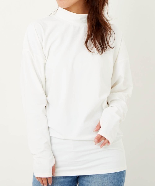 Ocean Pacific(オーシャンパシフィック)の「【OP / オーピー】レディース水陸両用UVケアウェア/モックネック長袖ラッシュガードタイプロンT(Tシャツ/カットソー・レディース・ホワイト/ベージュ/ミント・LARGE/MEDIUM)」の4枚目の写真