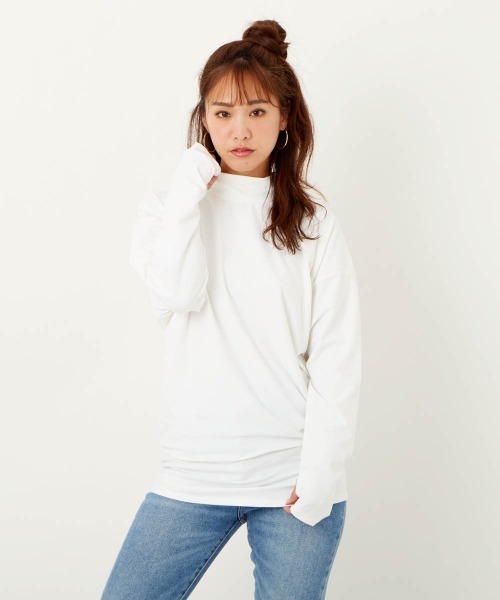 Ocean Pacific(オーシャンパシフィック)の「【OP / オーピー】レディース水陸両用UVケアウェア/モックネック長袖ラッシュガードタイプロンT(Tシャツ/カットソー・レディース・ホワイト/ベージュ/ミント・LARGE/MEDIUM)」の7枚目の写真