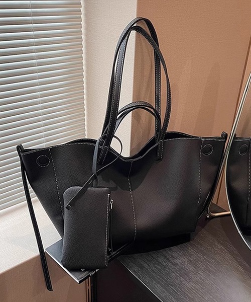 Dita Muaj.（ディータムアージュ）の「【A4すっぽり】通勤・通学にぴったり。ステッチが大人かわいいトート（ショルダーバッグ・レディース・ブラック/ホワイト/ブラウン・FREE）」の2枚目の写真
