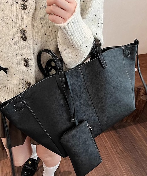 Dita Muaj.（ディータムアージュ）の「【A4すっぽり】通勤・通学にぴったり。ステッチが大人かわいいトート（ショルダーバッグ・レディース・ブラック/ホワイト/ブラウン・FREE）」の12枚目の写真