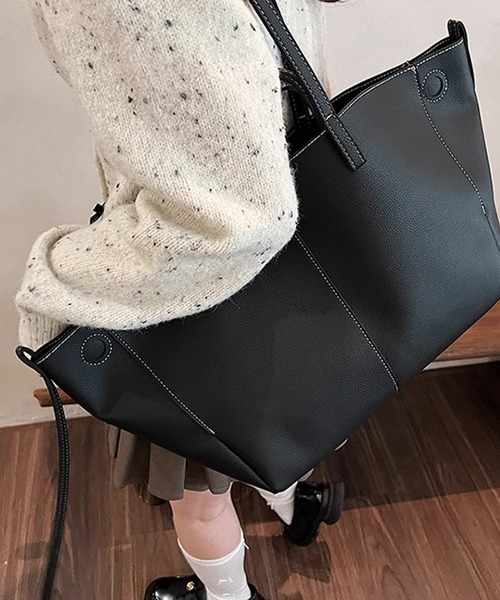 Dita Muaj.（ディータムアージュ）の「【A4すっぽり】通勤・通学にぴったり。ステッチが大人かわいいトート（ショルダーバッグ・レディース・ブラック/ホワイト/ブラウン・FREE）」の9枚目の写真