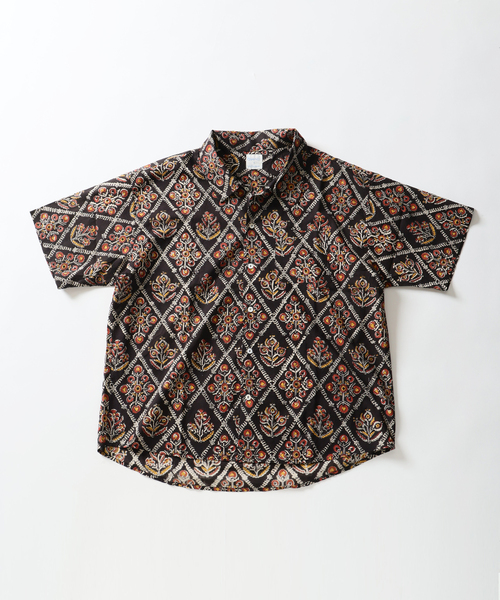 JOURNAL STANDARD relume(ジャーナルスタンダード レリューム)の「bunai 別注 KALAMKARI プリント 半袖シャツ(シャツ/ブラウス・メンズ・マスタード/ボルドー/ブラック/アイボリー・MEDIUM/LARGE)」の1枚目の写真