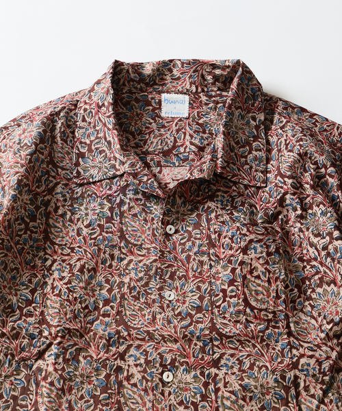 JOURNAL STANDARD relume(ジャーナルスタンダード レリューム)の「bunai 別注 KALAMKARI プリント 半袖シャツ(シャツ/ブラウス・メンズ・マスタード/ボルドー/ブラック/アイボリー・MEDIUM/LARGE)」の5枚目の写真