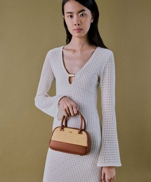 CHARLES & KEITH | ラフィア&レザー トップハンドルバッグ(ハンドバッグ)