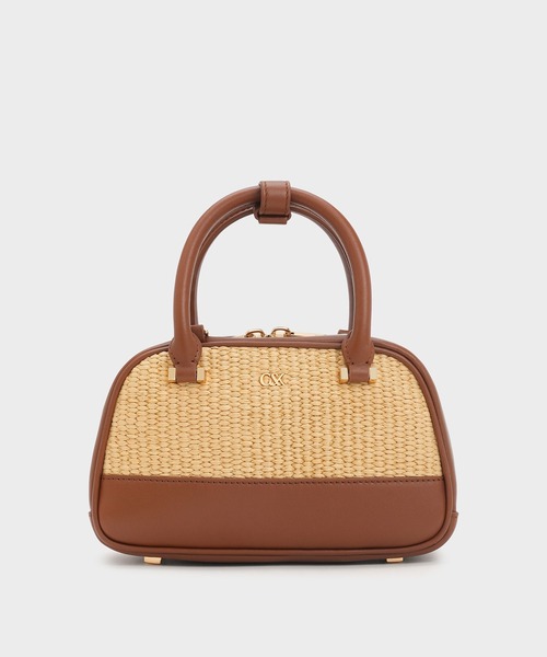CHARLES & KEITH(チャールズ & キース)の「ラフィア&レザー トップハンドルバッグ(ハンドバッグ・レディース・ベージュ系その他4・S)」の8枚目の写真