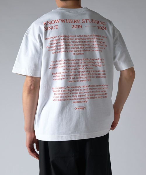 Tシャツ・カットソー LOGO BAND JERSEY T-SHIRT ユニセックス】ミニロゴセミワイドシルエットロングTシャツ