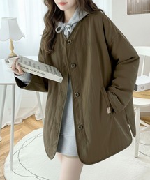 ノーカラージャケット（グリーン・カーキ/緑色系・ナイロン