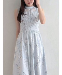 高級美品　マーキュリードュオ　レースアップリブブラウス　花柄　ボタニカル MERCURYDUO マーキュリーデュオ 花柄バックレースアップ