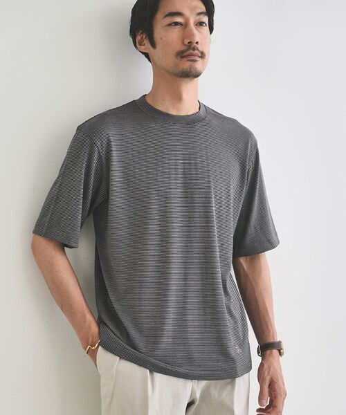 TAKEO KIKUCHI(タケオキクチ)の「【THE FLAGSHIP】メリノウール天竺Tシャツ(Tシャツ/カットソー・メンズ・ネイビー/ブラウン系その他/ブラック系2/ブラウン系その他4・04/03/02/01)」の4枚目の写真