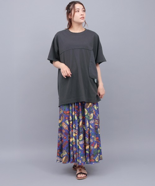 サイドポケット布帛切替プルオーバー【大きいサイズ】（Tシャツ