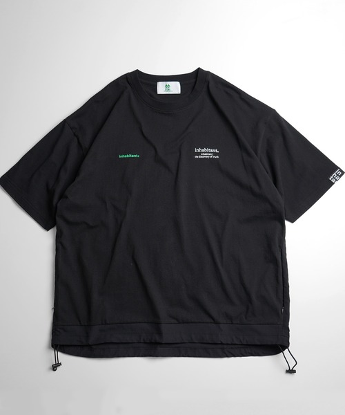INHABITANT（インハビタント）の「25SS【INHABITANT】ビッグシルエット フロントプリント 切替 半袖ドロストTシャツ カットソー ユニセックス（Tシャツ/カットソー・メンズ・チャコール/ホワイト/ブラック・M/L）」の4枚目の写真