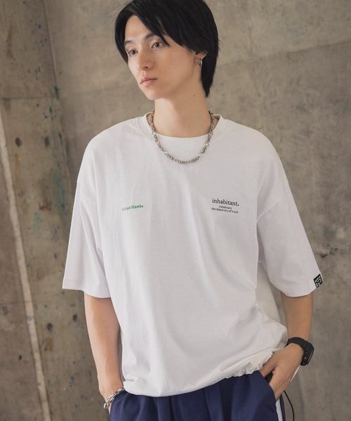 INHABITANT(インハビタント)の「【INHABITANT】ビッグシルエット フロントプリント 切替 半袖ドロストTシャツ カットソー ユニセックス(Tシャツ/カットソー・メンズ・チャコール/ホワイト/ブラック・M/L)」の6枚目の写真