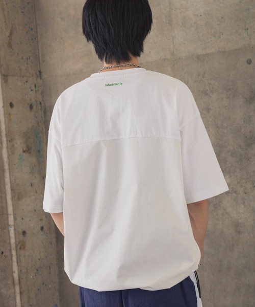 INHABITANT(インハビタント)の「【INHABITANT】ビッグシルエット フロントプリント 切替 半袖ドロストTシャツ カットソー ユニセックス(Tシャツ/カットソー・メンズ・チャコール/ホワイト/ブラック・M/L)」の9枚目の写真