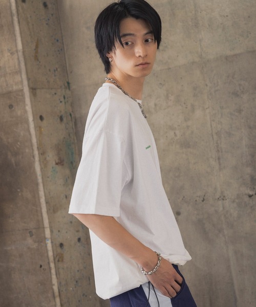 INHABITANT(インハビタント)の「【INHABITANT】ビッグシルエット フロントプリント 切替 半袖ドロストTシャツ カットソー ユニセックス(Tシャツ/カットソー・メンズ・チャコール/ホワイト/ブラック・M/L)」の8枚目の写真