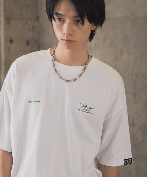 INHABITANT(インハビタント)の「【INHABITANT】ビッグシルエット フロントプリント 切替 半袖ドロストTシャツ カットソー ユニセックス(Tシャツ/カットソー・メンズ・チャコール/ホワイト/ブラック・M/L)」の11枚目の写真