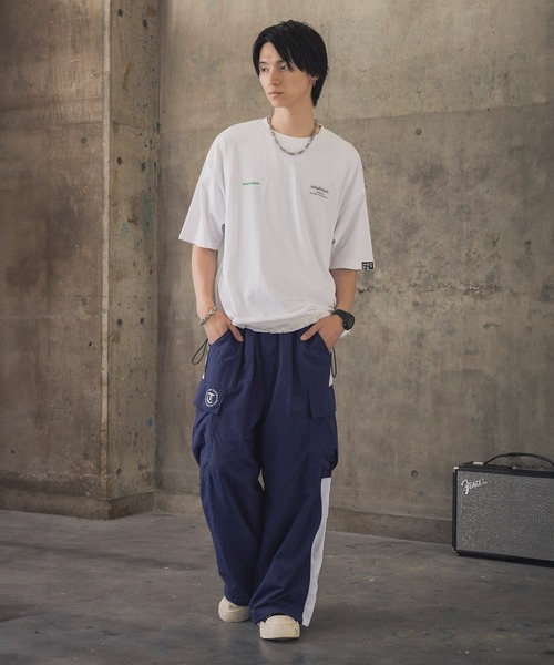 INHABITANT(インハビタント)の「【INHABITANT】ビッグシルエット フロントプリント 切替 半袖ドロストTシャツ カットソー ユニセックス(Tシャツ/カットソー・メンズ・チャコール/ホワイト/ブラック・M/L)」の14枚目の写真