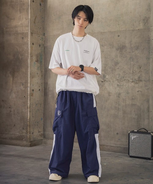 INHABITANT(インハビタント)の「【INHABITANT】ビッグシルエット フロントプリント 切替 半袖ドロストTシャツ カットソー ユニセックス(Tシャツ/カットソー・メンズ・チャコール/ホワイト/ブラック・M/L)」の15枚目の写真