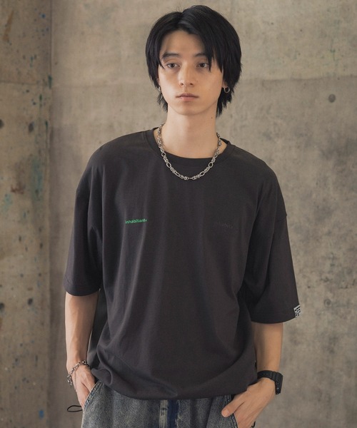 INHABITANT(インハビタント)の「【INHABITANT】ビッグシルエット フロントプリント 切替 半袖ドロストTシャツ カットソー ユニセックス(Tシャツ/カットソー・メンズ・チャコール/ホワイト/ブラック・M/L)」の19枚目の写真
