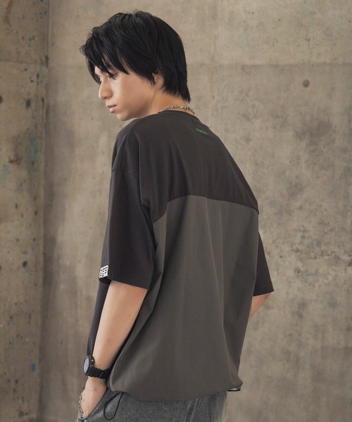 INHABITANT(インハビタント)の「【INHABITANT】ビッグシルエット フロントプリント 切替 半袖ドロストTシャツ カットソー ユニセックス(Tシャツ/カットソー・メンズ・チャコール/ホワイト/ブラック・M/L)」の21枚目の写真