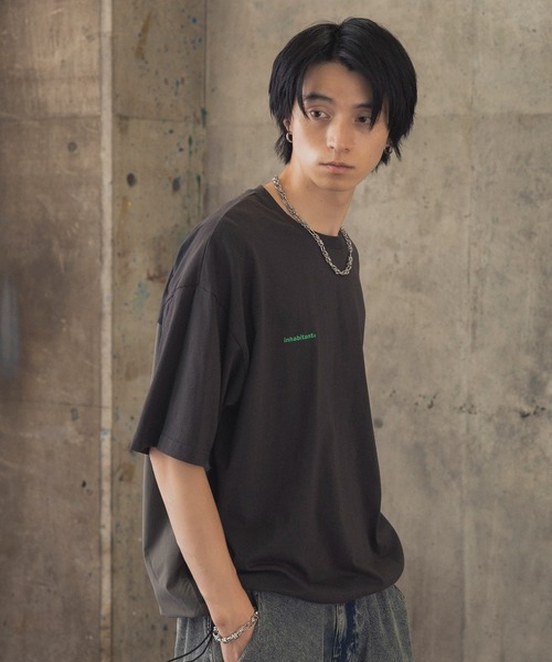 INHABITANT(インハビタント)の「【INHABITANT】ビッグシルエット フロントプリント 切替 半袖ドロストTシャツ カットソー ユニセックス(Tシャツ/カットソー・メンズ・チャコール/ホワイト/ブラック・M/L)」の20枚目の写真