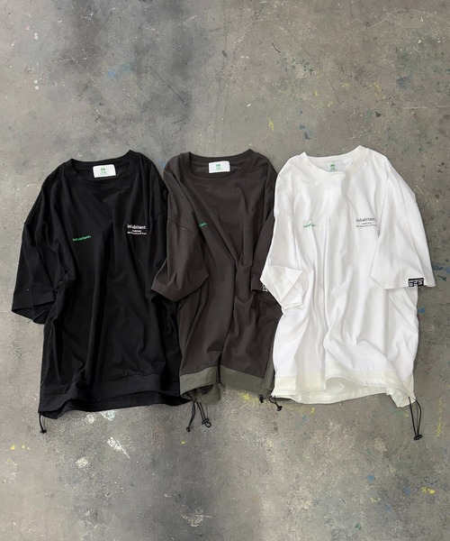 INHABITANT(インハビタント)の「【INHABITANT】ビッグシルエット フロントプリント 切替 半袖ドロストTシャツ カットソー ユニセックス(Tシャツ/カットソー・メンズ・チャコール/ホワイト/ブラック・M/L)」の5枚目の写真