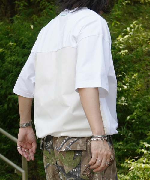 INHABITANT（インハビタント）の「25SS【INHABITANT】ビッグシルエット フロントプリント 切替 半袖ドロストTシャツ カットソー ユニセックス（Tシャツ/カットソー・メンズ・チャコール/ホワイト/ブラック・M/L）」の13枚目の写真