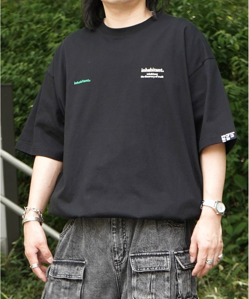 INHABITANT(インハビタント)の「【INHABITANT】ビッグシルエット フロントプリント 切替 半袖ドロストTシャツ カットソー ユニセックス(Tシャツ/カットソー・メンズ・チャコール/ホワイト/ブラック・M/L)」の22枚目の写真