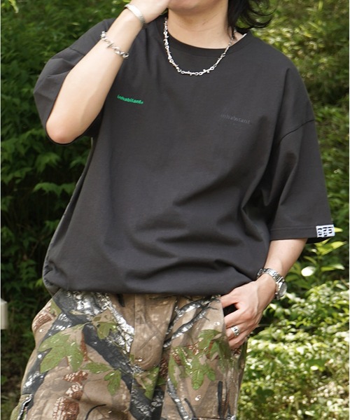 INHABITANT（インハビタント）の「25SS【INHABITANT】ビッグシルエット フロントプリント 切替 半袖ドロストTシャツ カットソー ユニセックス（Tシャツ/カットソー・メンズ・チャコール/ホワイト/ブラック・M/L）」の19枚目の写真