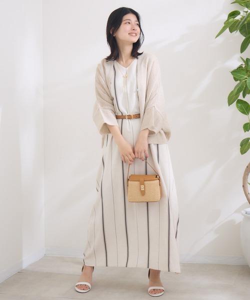 KATHARINE ROSS（キャサリンロス）の「【KATHARINE ROSS】ストライプドットリネンワンピース（ワンピース・レディース・ベージュ/ブラック・MEDIUM）」の5枚目の写真