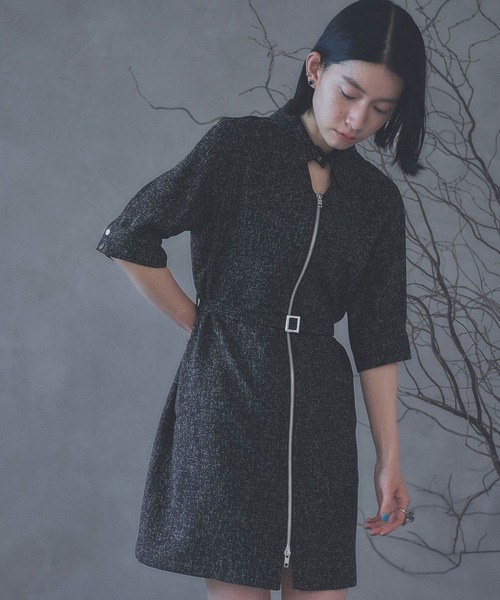 HARE ジップデザインミニワンピース 黒 ブラック ワンピース